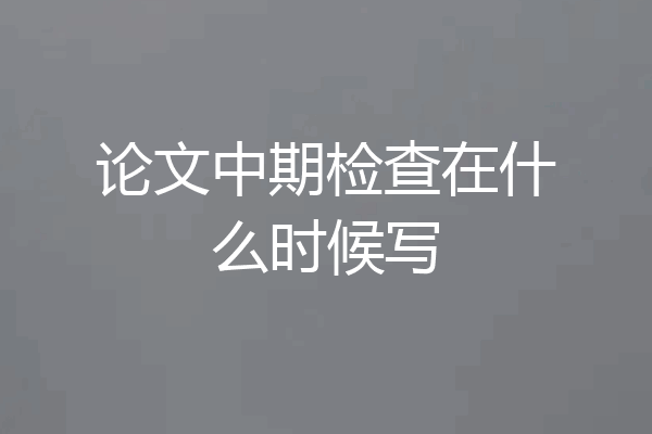 论文中期检查在什么时候写