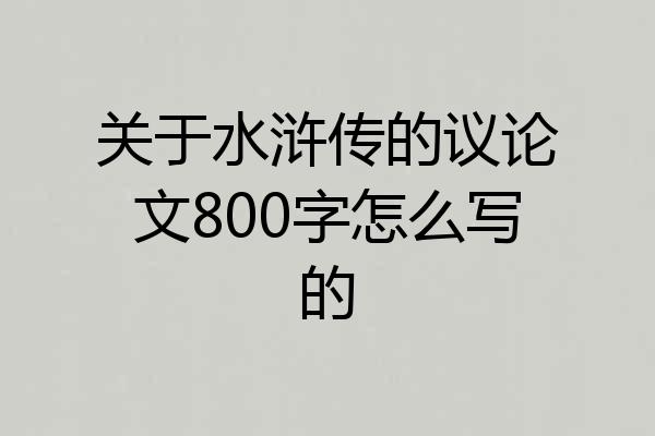 关于水浒传的议论文800字怎么写的