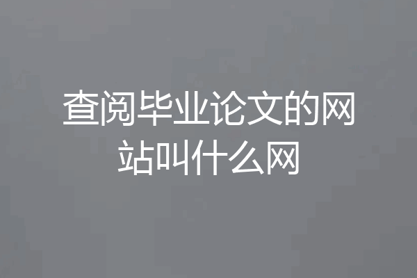 查阅毕业论文的网站叫什么网
