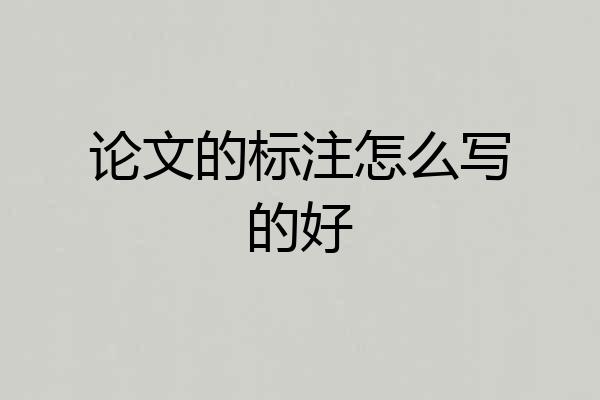 论文的标注怎么写的好
