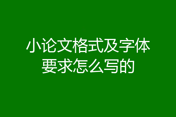小论文格式及字体要求怎么写的