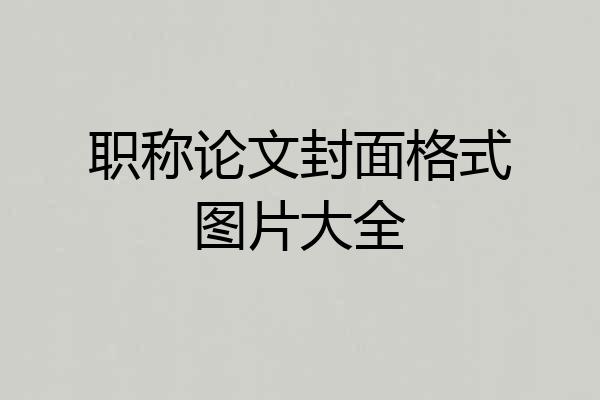 职称论文封面格式图片大全
