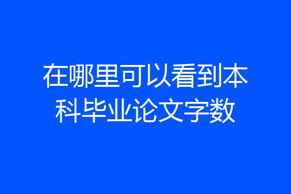 在哪里可以看到本科毕业论文字数