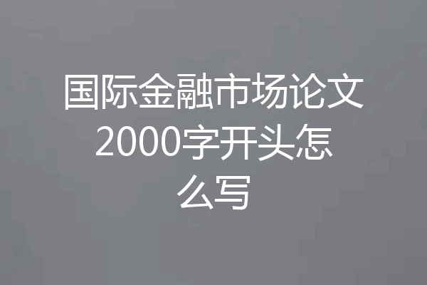 国际金融市场论文2000字开头怎么写