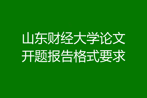 山东财经大学论文开题报告格式要求