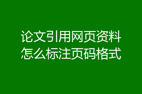 论文引用网页资料怎么标注页码格式
