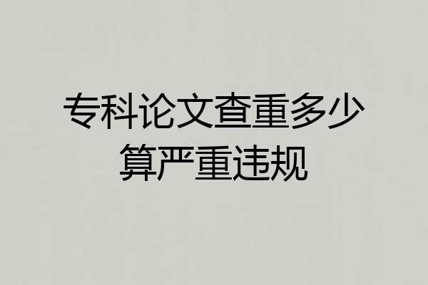 专科论文查重多少算严重违规