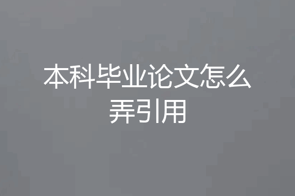 本科毕业论文怎么弄引用