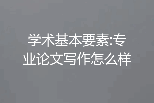 学术基本要素:专业论文写作怎么样