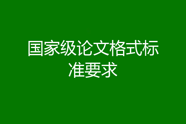 国家级论文格式标准要求