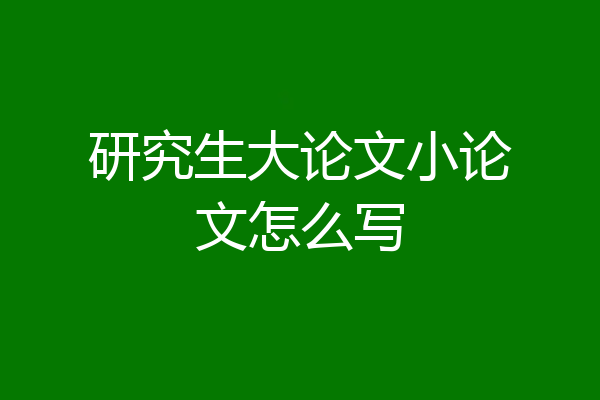 研究生大论文小论文怎么写