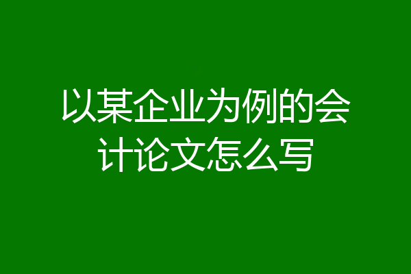 以某企业为例的会计论文怎么写