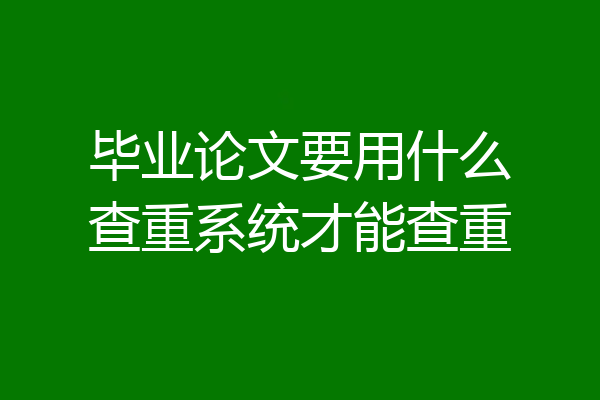 毕业论文要用什么查重系统才能查重