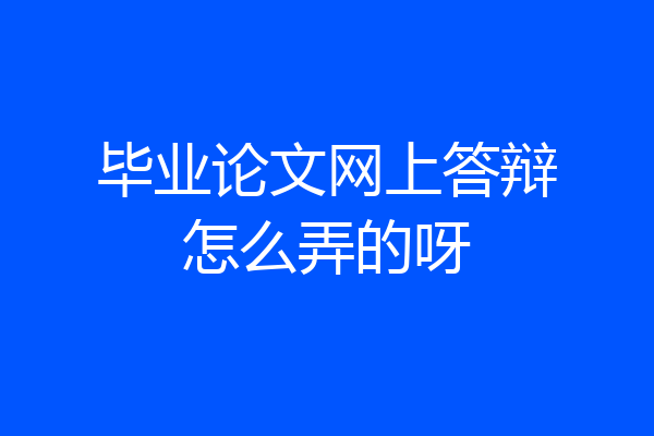 毕业论文网上答辩怎么弄的呀
