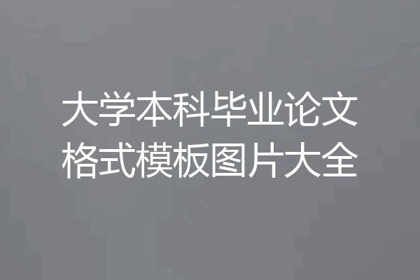 大学本科毕业论文格式模板图片大全
