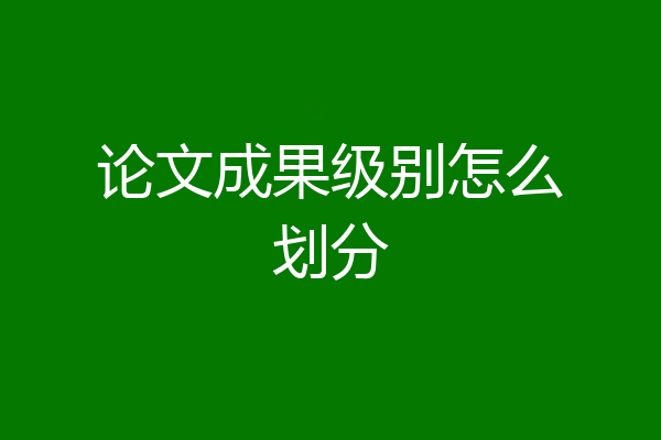 论文成果级别怎么划分