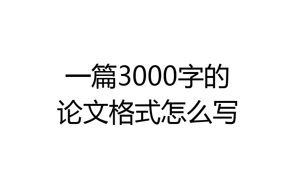 一篇3000字的论文格式怎么写