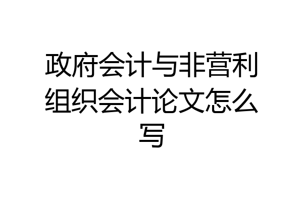 政府会计与非营利组织会计论文怎么写