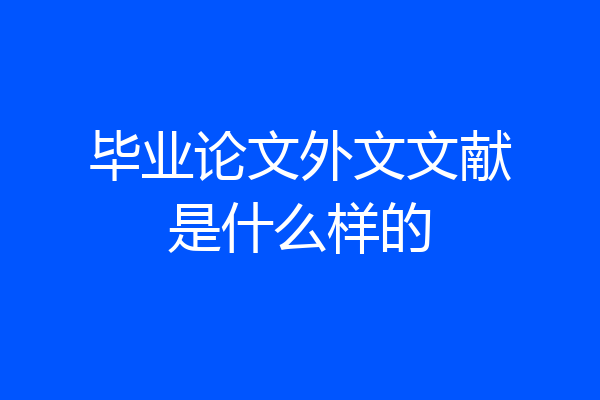 毕业论文外文文献是什么样的