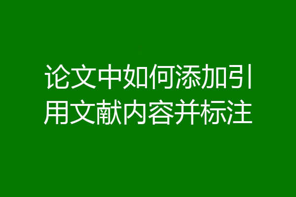 论文中如何添加引用文献内容并标注