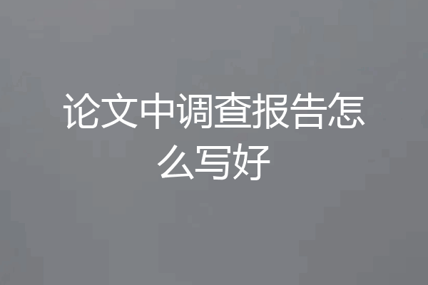 论文中调查报告怎么写好