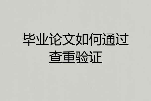 毕业论文如何通过查重验证