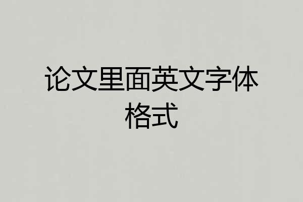 论文里面英文字体格式
