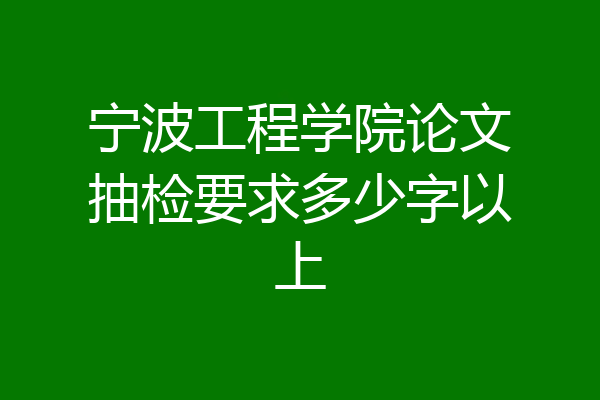 宁波工程学院论文抽检要求多少字以上