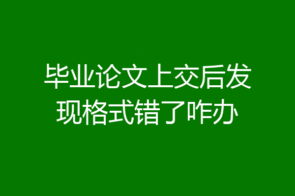 毕业论文上交后发现格式错了咋办