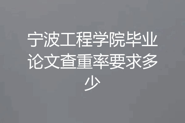 宁波工程学院毕业论文查重率要求多少