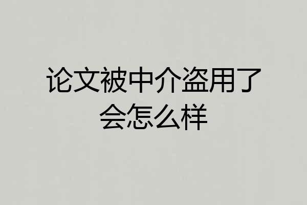论文被中介盗用了会怎么样
