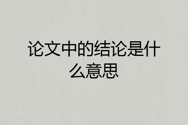 论文中的结论是什么意思