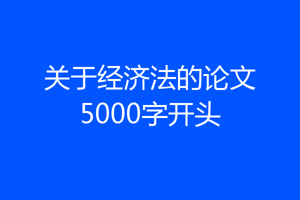 关于经济法的论文5000字开头