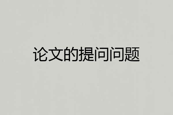 论文的提问问题