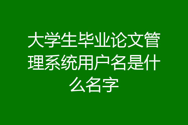大学生毕业论文管理系统用户名是什么名字