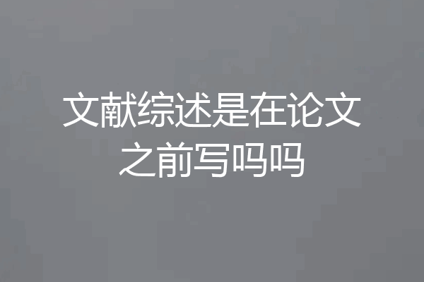 文献综述是在论文之前写吗吗