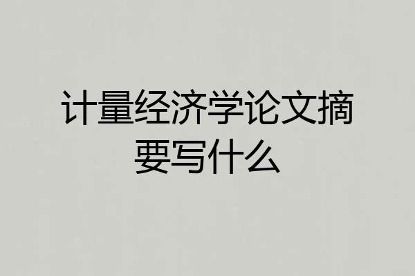 计量经济学论文摘要写什么