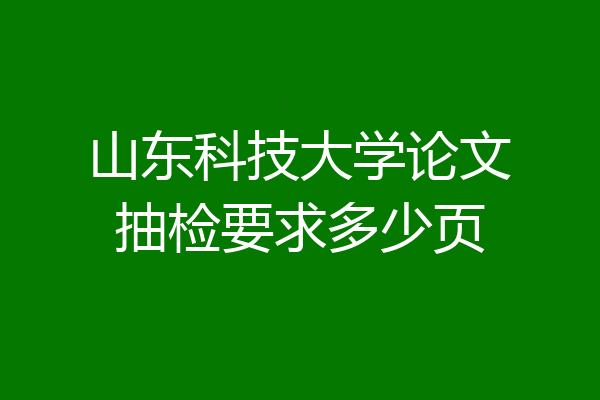 山东科技大学论文抽检要求多少页