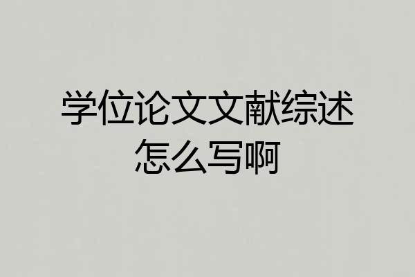 学位论文文献综述怎么写啊