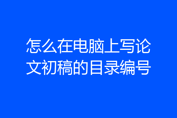 怎么在电脑上写论文初稿的目录编号
