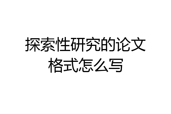 探索性研究的论文格式怎么写