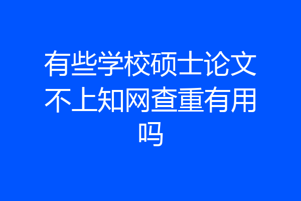 有些学校硕士论文不上知网查重有用吗