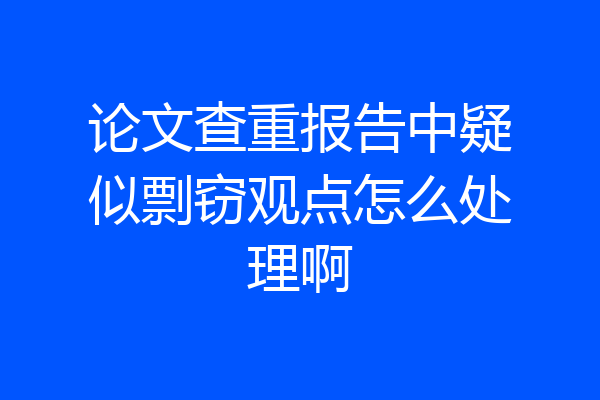论文查重报告中疑似剽窃观点怎么处理啊