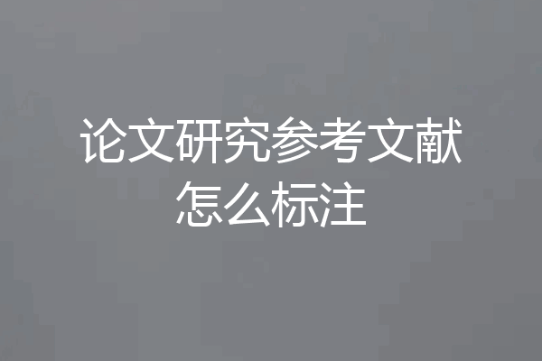 论文研究参考文献怎么标注
