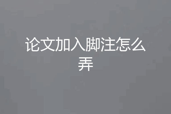 论文加入脚注怎么弄