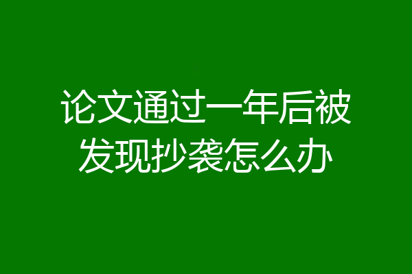 论文通过一年后被发现抄袭怎么办