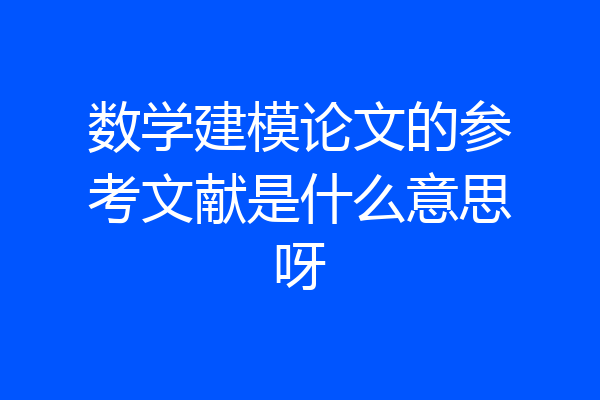 数学建模论文的参考文献是什么意思呀