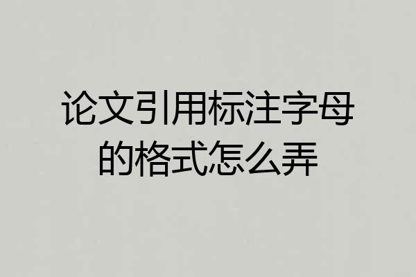 论文引用标注字母的格式怎么弄