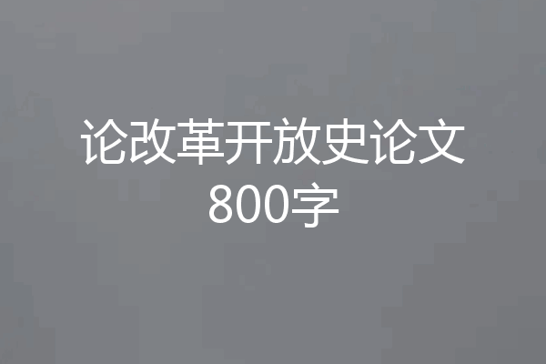 论改革开放史论文800字