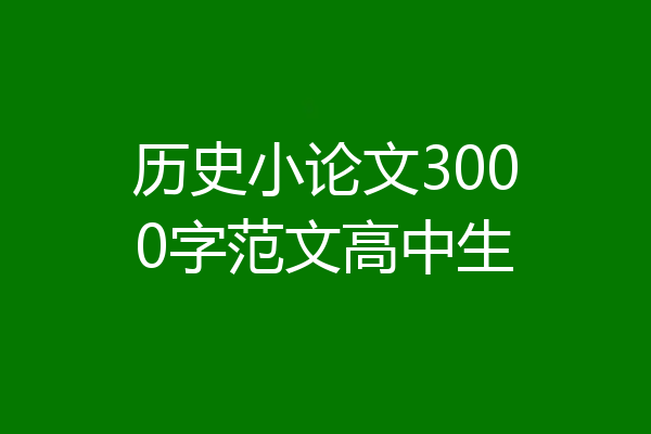 历史小论文3000字范文高中生